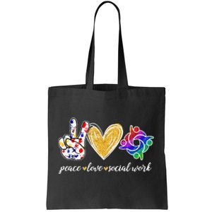 Peace Love Social Work Cute Social Worker Gifts Tote Bag