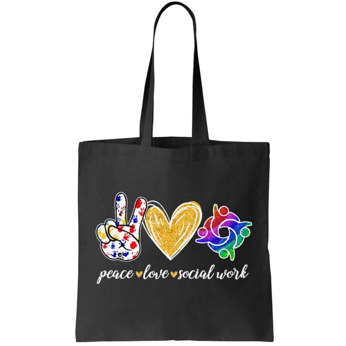 Peace Love Social Work Cute Social Worker Gifts Tote Bag