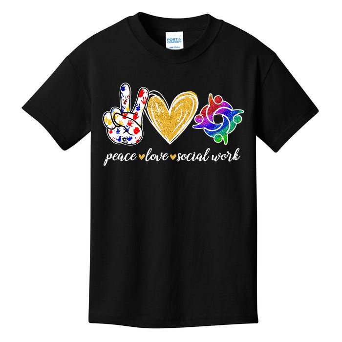 Peace Love Social Work Cute Social Worker Gifts Kids T-Shirt