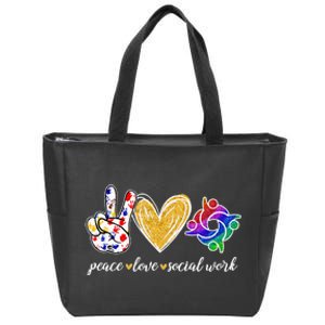 Peace Love Social Work Cute Social Worker Gifts Zip Tote Bag