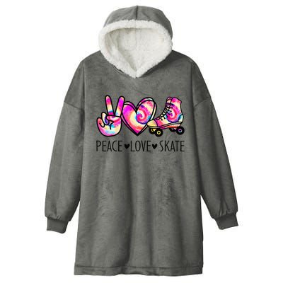 Peace Love Skate Tie Dye Roller Skating For Hooded Wearable Blanket