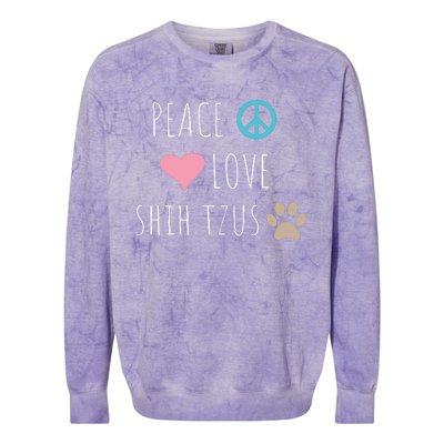 Peace Love Shih Tzus Cute Dog Puppy Pet Lover Colorblast Crewneck Sweatshirt