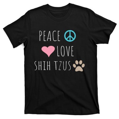 Peace Love Shih Tzus Cute Dog Puppy Pet Lover T-Shirt