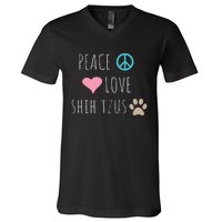 Peace Love Shih Tzus Cute Dog Puppy Pet Lover V-Neck T-Shirt