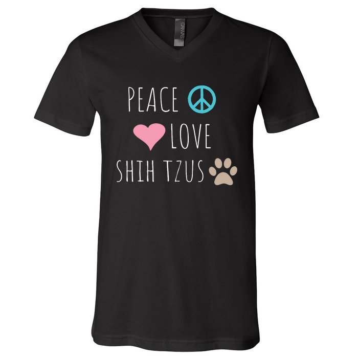 Peace Love Shih Tzus Cute Dog Puppy Pet Lover V-Neck T-Shirt