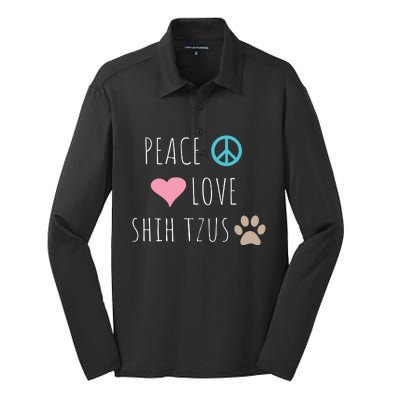 Peace Love Shih Tzus Cute Dog Puppy Pet Lover Silk Touch Performance Long Sleeve Polo