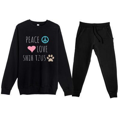 Peace Love Shih Tzus Cute Dog Puppy Pet Lover Premium Crewneck Sweatsuit Set