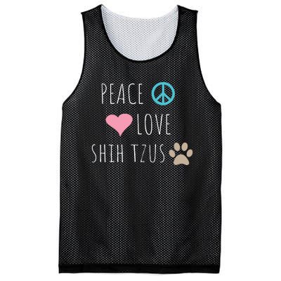 Peace Love Shih Tzus Cute Dog Puppy Pet Lover Mesh Reversible Basketball Jersey Tank