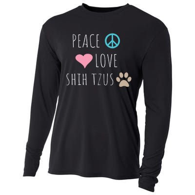 Peace Love Shih Tzus Cute Dog Puppy Pet Lover Cooling Performance Long Sleeve Crew