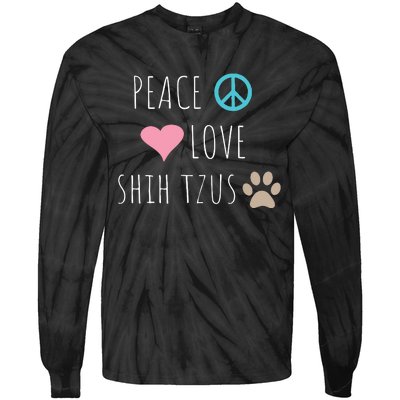 Peace Love Shih Tzus Cute Dog Puppy Pet Lover Tie-Dye Long Sleeve Shirt