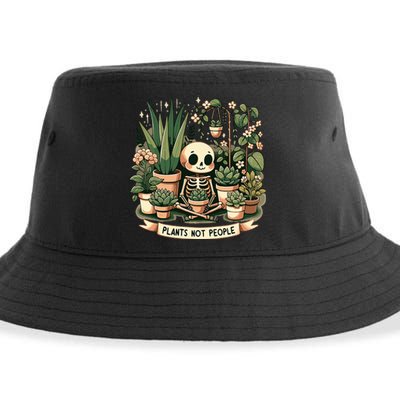 Plant Lover Skeleton Design Plants Not People Sustainable Bucket Hat