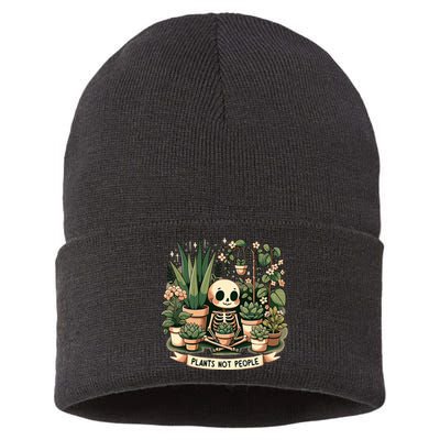 Plant Lover Skeleton Design Plants Not People Sustainable Knit Beanie