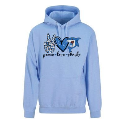 Peace Love Shark Unisex Surf Hoodie