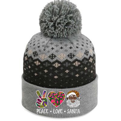 Peace Love Santa African Print Design African American Santa Gift The Baniff Cuffed Pom Beanie