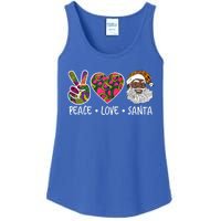 Peace Love Santa African Print Design African American Santa Gift Ladies Essential Tank