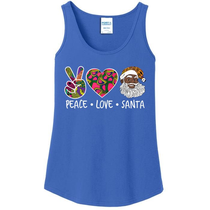 Peace Love Santa African Print Design African American Santa Gift Ladies Essential Tank