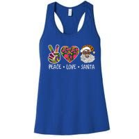 Peace Love Santa African Print Design African American Santa Gift Women's Racerback Tank