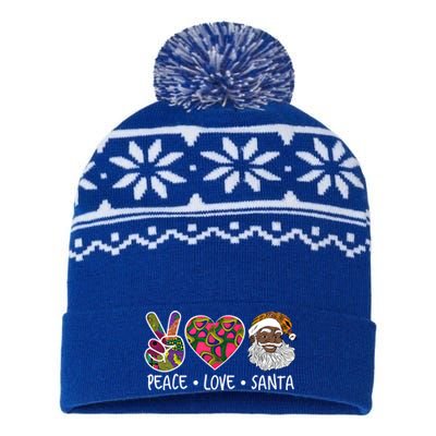 Peace Love Santa African Print Design African American Santa Gift USA-Made Snowflake Beanie