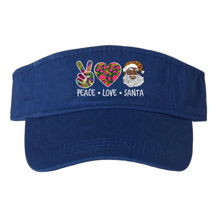 Peace Love Santa African Print Design African American Santa Gift Valucap Bio-Washed Visor