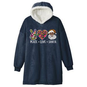 Peace Love Santa African Print Design African American Santa Gift Hooded Wearable Blanket