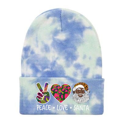 Peace Love Santa African Print Design African American Santa Gift Tie Dye 12in Knit Beanie