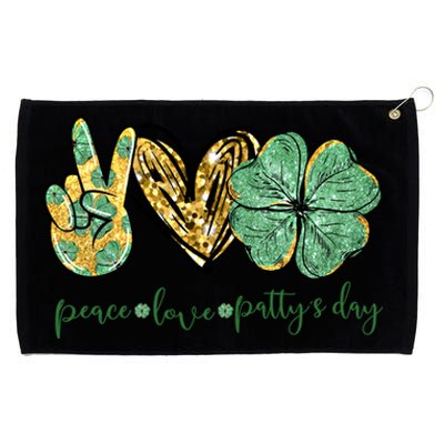 Peace Love St Patricks Day Gift Lucky Shamrock Gift Grommeted Golf Towel