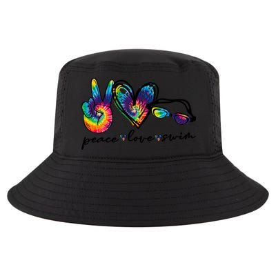 Peace Love Swim Goggles Tie Dye Swimmer Swimming Gift Cool Comfort Performance Bucket Hat