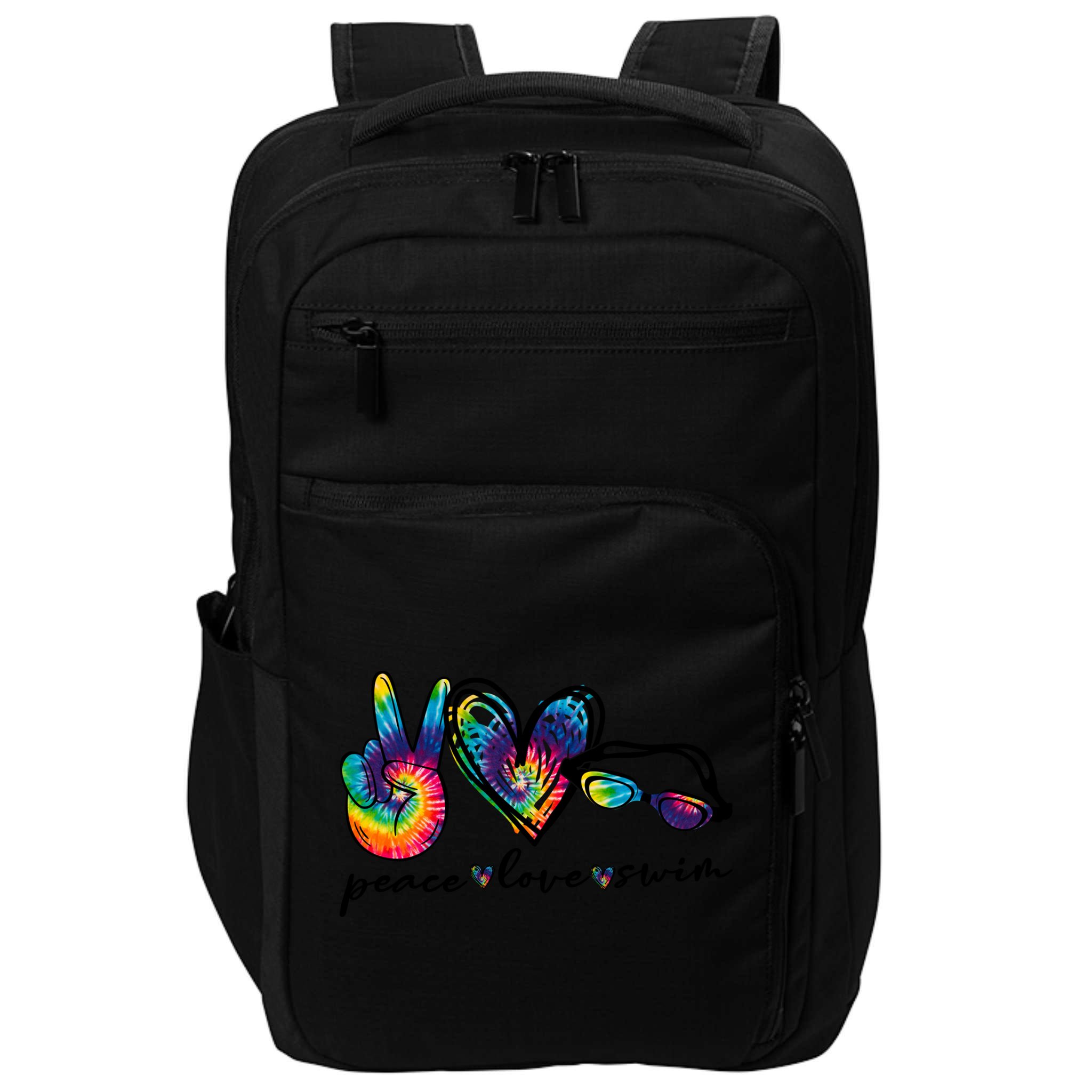 Peace Love Swim Goggles Tie Dye Swimmer Swimming Gift Impact Tech Backpack