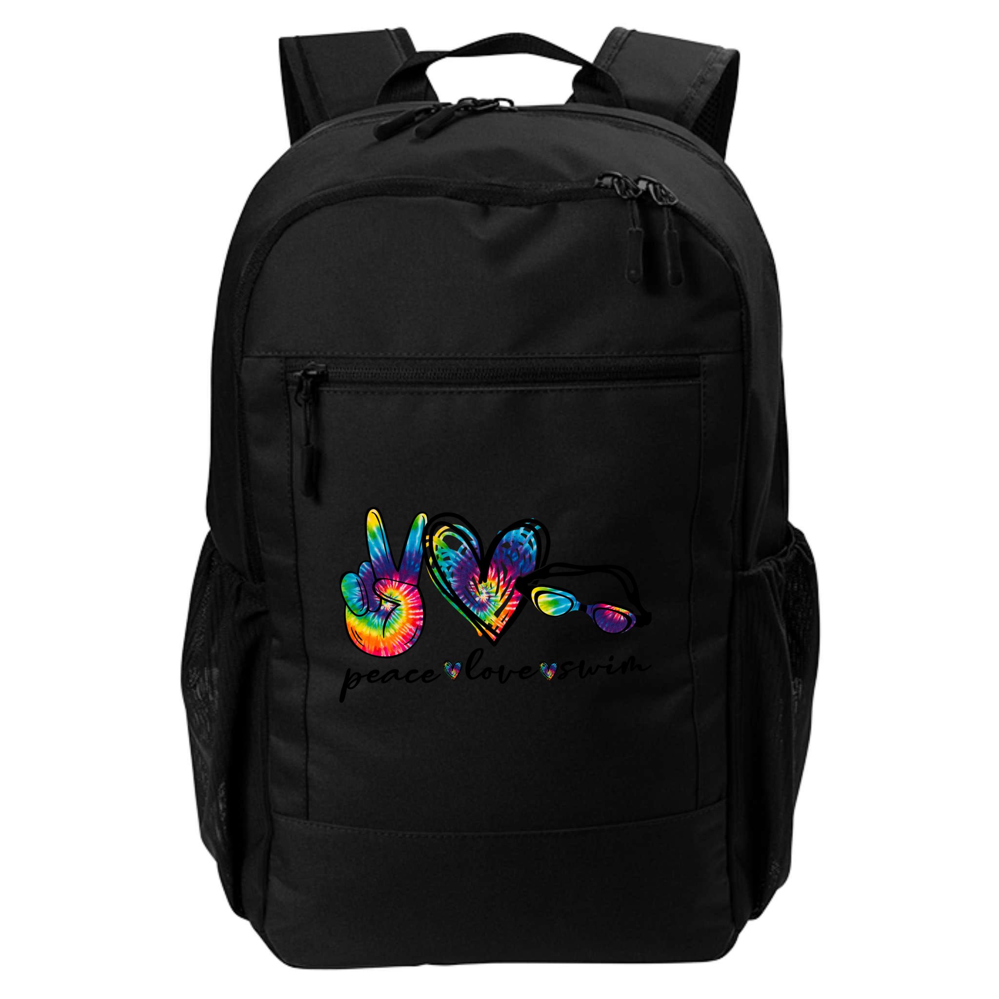 Peace Love Swim Goggles Tie Dye Swimmer Swimming Gift Backpack