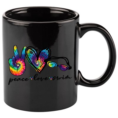 Peace Love Swim Goggles Tie Dye Swimmer Swimming Gift 11oz C Handle Ceramic Mug