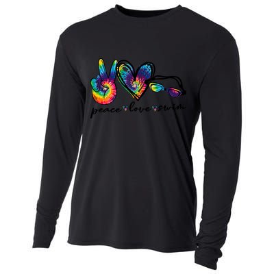 Peace Love Swim Goggles Tie Dye Swimmer Swimming Gift Cooling Performance Long Sleeve Crew