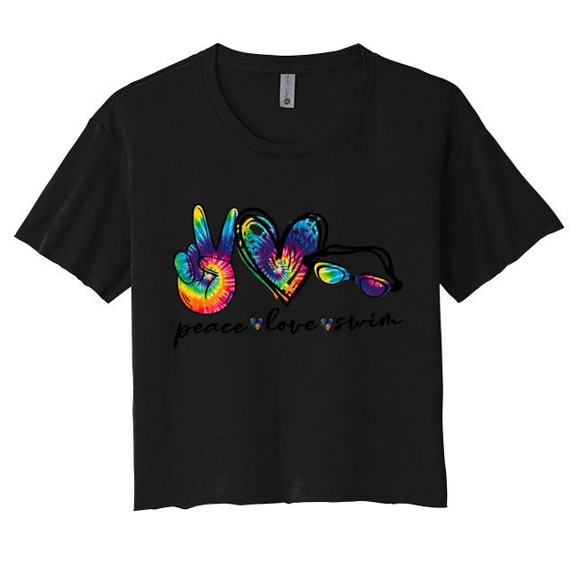 Peace Love Swim Goggles Tie Dye Swimmer Swimming Gift Crop Top