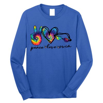 Peace Love Swim Goggles Tie Dye Swimmer Swimming Gift Long Sleeve Shirt