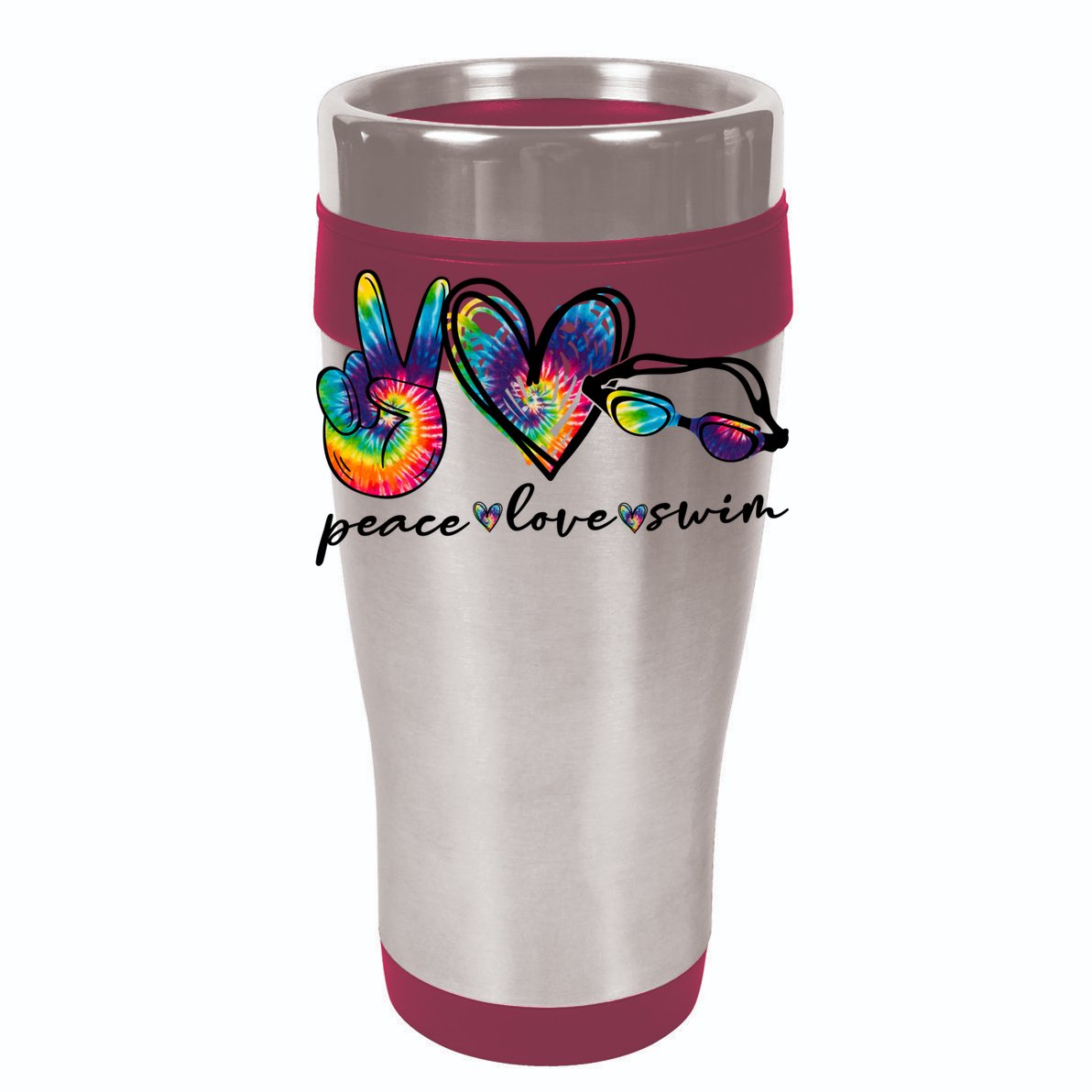Peace Love Swim Goggles Tie Dye Swimmer Swimming Gift T-Shirt