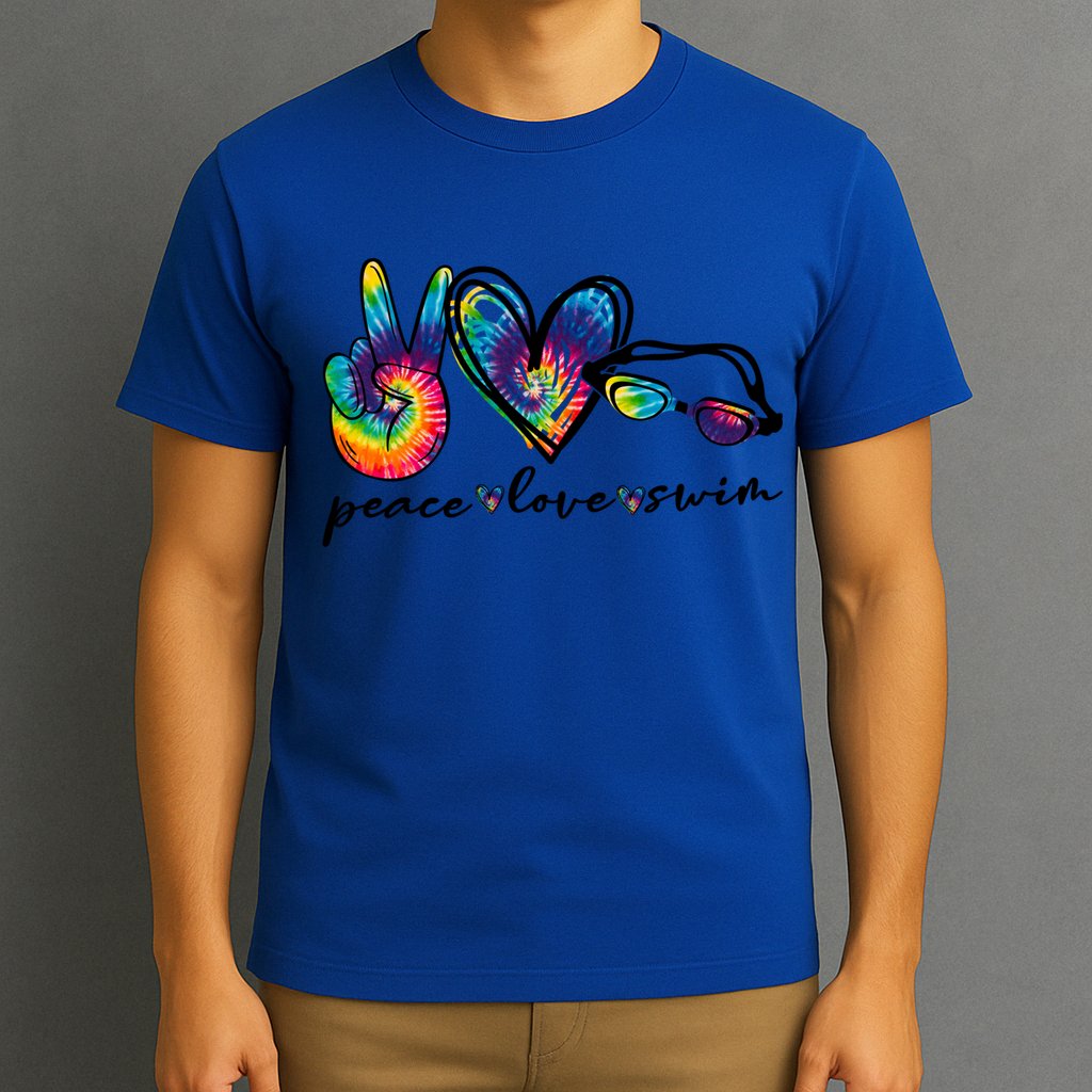 Peace Love Swim Goggles Tie Dye Swimmer Swimming Gift T-Shirt