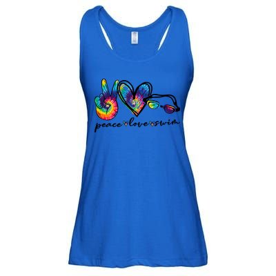 Peace Love Swim Goggles Tie Dye Swimmer Swimming Gift Ladies Essential Flowy Tank