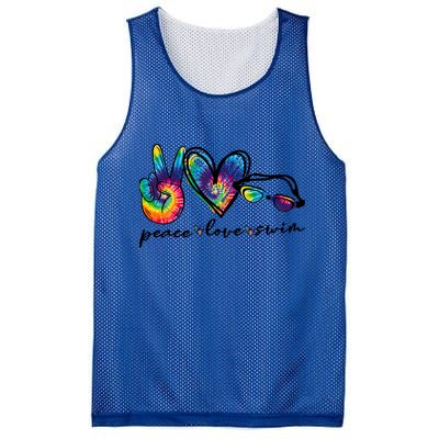 Peace Love Swim Goggles Tie Dye Swimmer Swimming Gift Mesh Reversible Basketball Jersey Tank