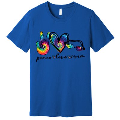 Peace Love Swim Goggles Tie Dye Swimmer Swimming Gift Premium T-Shirt