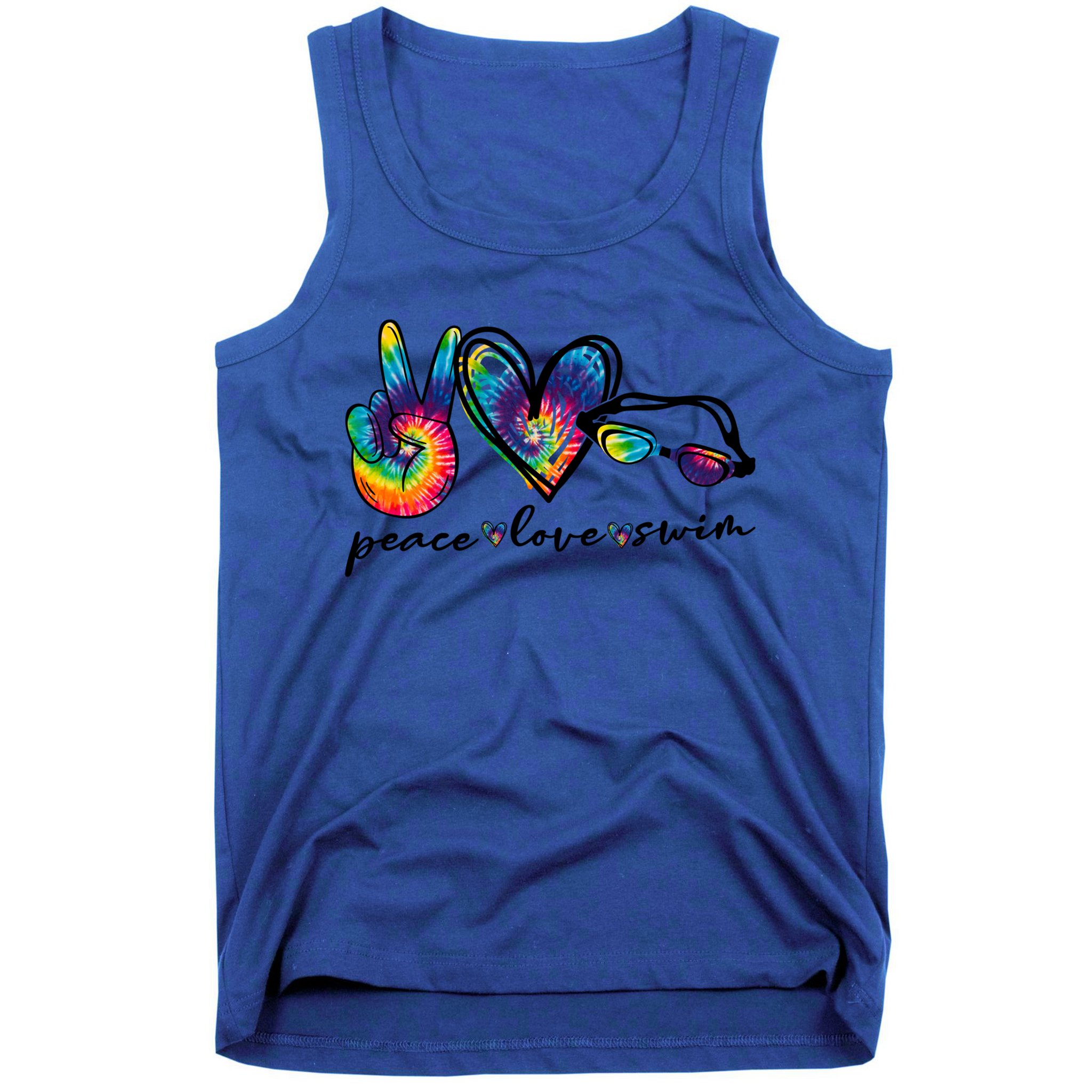 Peace Love Swim Goggles Tie Dye Swimmer Swimming Gift Tank Top