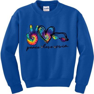 Peace Love Swim Goggles Tie Dye Swimmer Swimming Gift Kids Sweatshirt