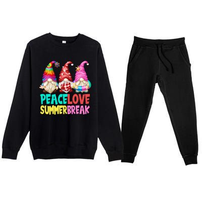 Peace Love Summer Break Chillin With My Gnomies Meaningful Gift Premium Crewneck Sweatsuit Set