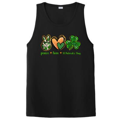 Peace Love St Patrick's Day Leopard Lucky Shamrock PosiCharge Competitor Tank