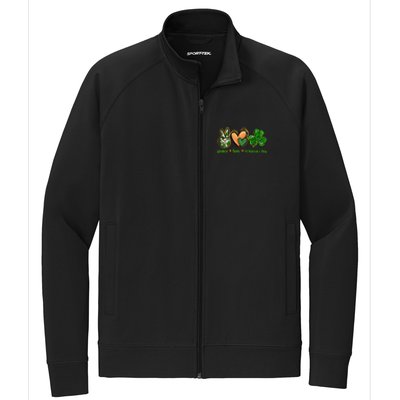 Peace Love St Patrick's Day Leopard Lucky Shamrock Stretch Full-Zip Cadet Jacket