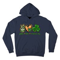 Peace Love St Patrick's Day Leopard Lucky Shamrock Hoodie