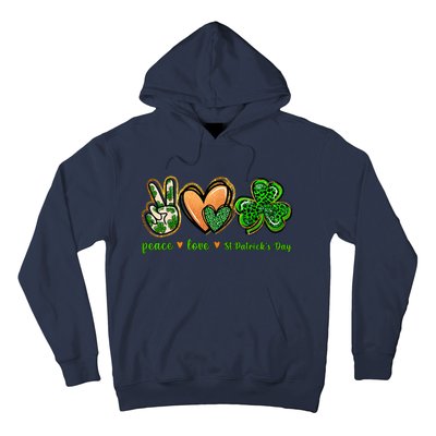 Peace Love St Patrick's Day Leopard Lucky Shamrock Hoodie