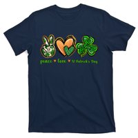 Peace Love St Patrick's Day Leopard Lucky Shamrock T-Shirt