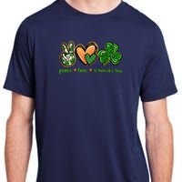 Peace Love St Patrick's Day Leopard Lucky Shamrock Adult ChromaSoft Performance T-Shirt