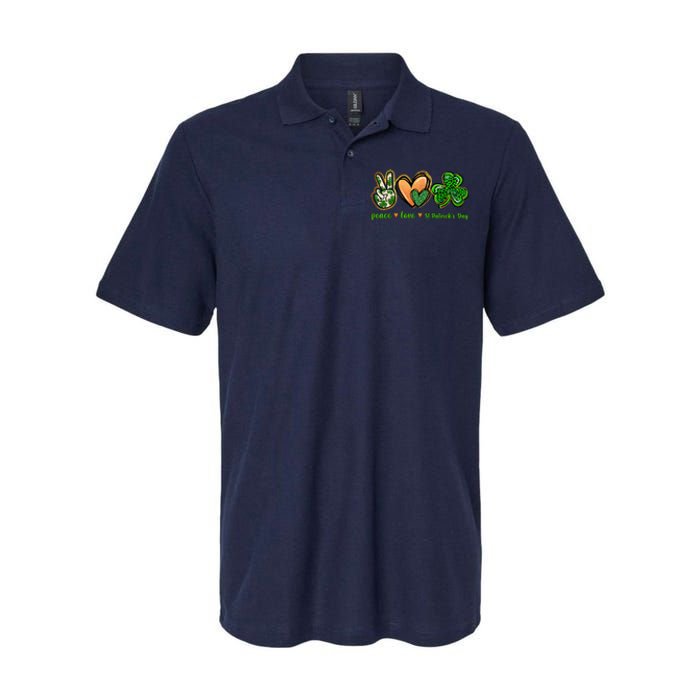 Peace Love St Patrick's Day Leopard Lucky Shamrock Softstyle Adult Sport Polo