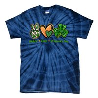 Peace Love St Patrick's Day Leopard Lucky Shamrock Tie-Dye T-Shirt