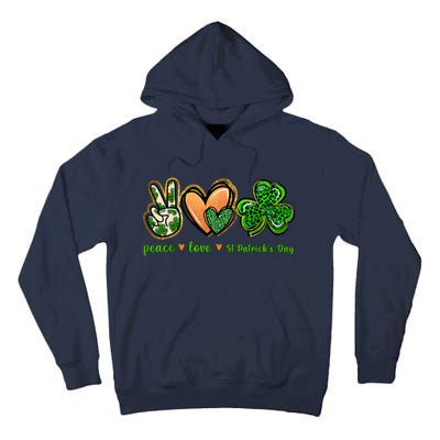 Peace Love St Patrick's Day Leopard Lucky Shamrock Tall Hoodie